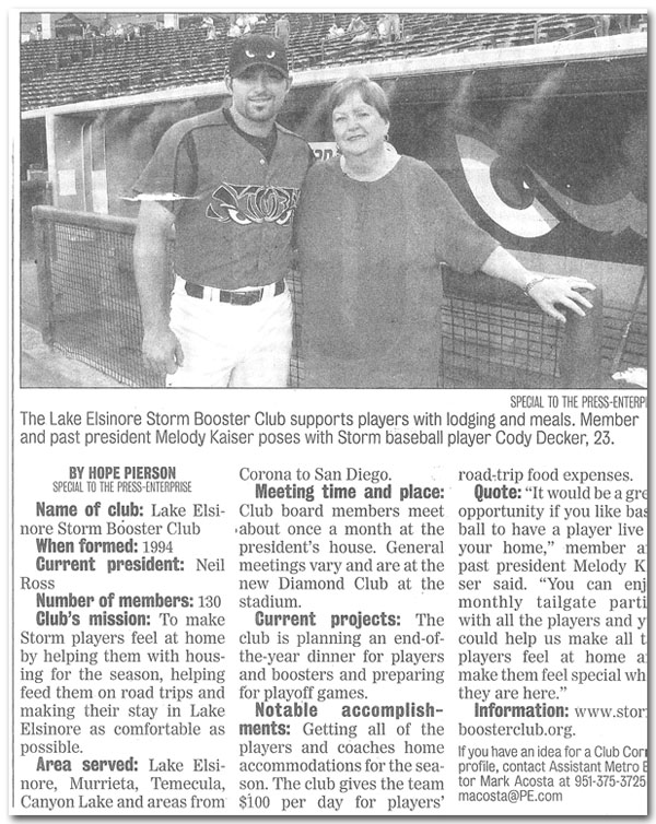 Melody Kaiser - Storm Baseball Booster Club - 2010